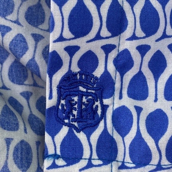 Talbots Blue Geometric Print Long Sleeve Button Up Shirt - Picture 13 of 13
